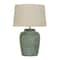 Hello Honey® 25" Aqua Reactive Glass Coastal Stoneware Table Lamp with Linen Shade